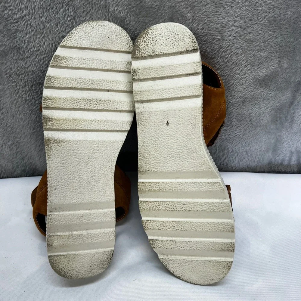Rouge Helium Tan Suede Platform Sandals Womens 10 Chunky Strappy Boho‎ Gorpcore